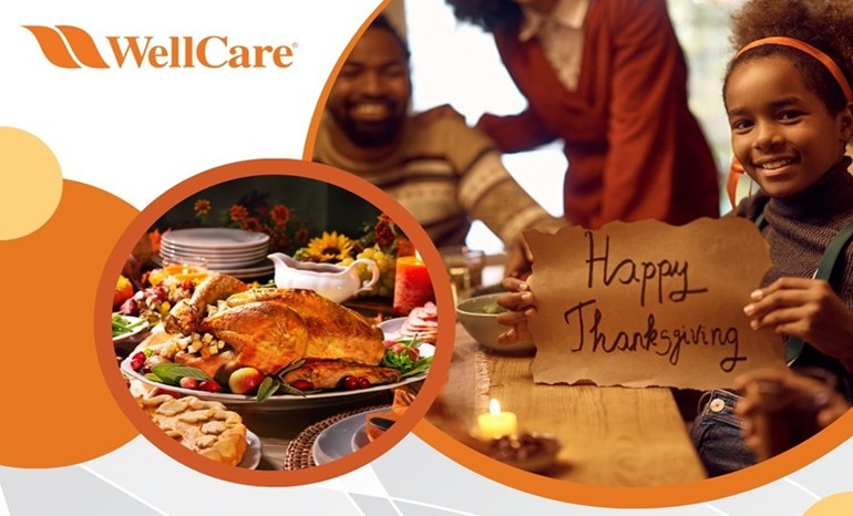 Family enjoying Thanksgiving Dinner